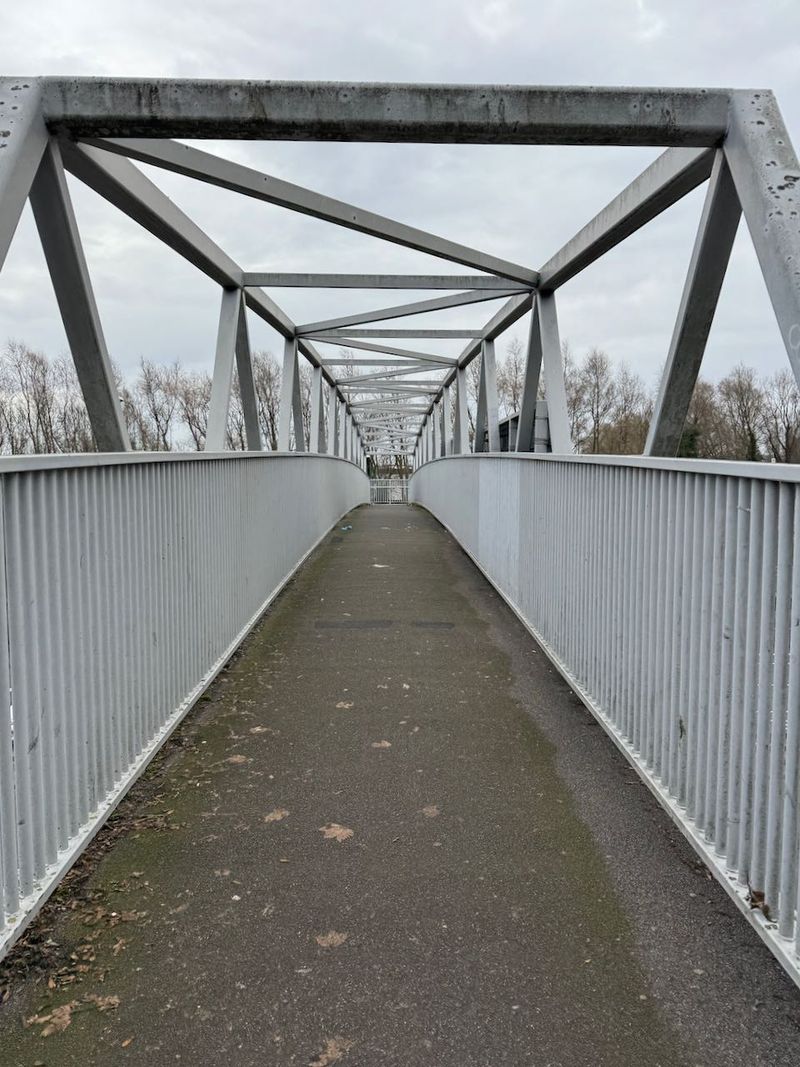 Looking across footbridge over A road